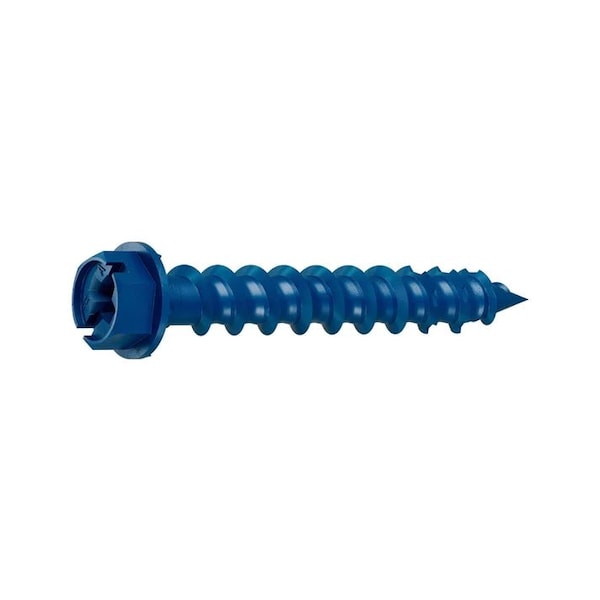 1/4-inch x 1-3/4-inch Climaseal Blue Slotted Hex Head Concrete Screw Anchors w/Drill Bit, 100PK